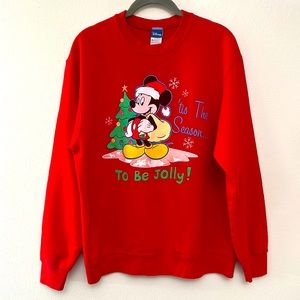 VINTAGE 90’s Disney Mickey red crewneck Christmas sweatshirt medium